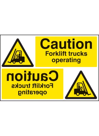 Caution - Forklift Trucks Operating - Reflection Sign