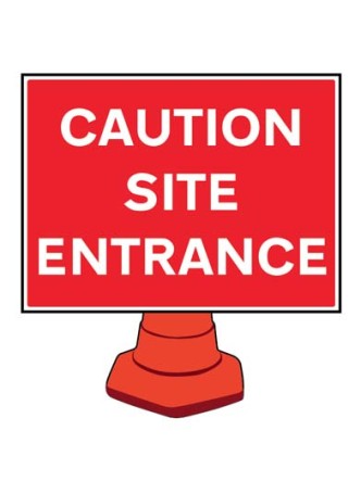 Caution - Site Entrance - Reflective Cone Sign
