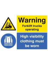Warning Forklift Trucks Operating High Visibility Clothing Must be Worn Beyond this Point