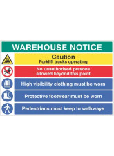Warehouse Safety Caution - Forklift Trucks - Hivis - Boots must be Worn