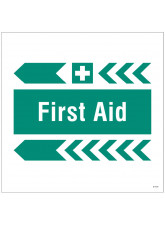 First Aid - Arrow Left - Site Saver Sign - 400 x 400mm
