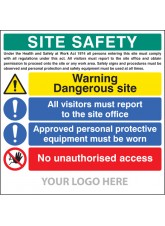 Site Safety Board - Dangerous Site - Visitors - PPE - Access - Site Saver Sign 1220 x 1220mm