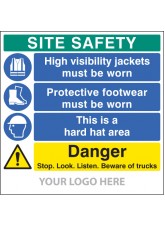 Site Safety Board - Hivis - Footwear - Hard Hat - Trucks - Site Saver Sign 1220 x 1220mm