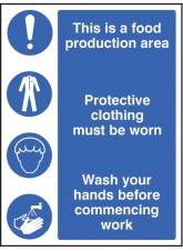 Food Production Area / protective Clothing / Wash Hands