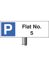 Flat No. (Please Specify Required No) - White Powder Coated Aluminium - 450 x 150mm (800mm Post)