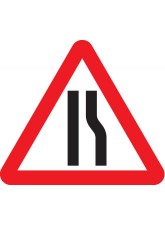 Fold Up Sign - Road Narrows Right with Text Variant Options - 750mm Triangle