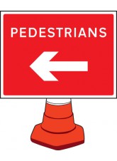 Pedestrians Arrow Left - Cone Sign - 600 x 450mm