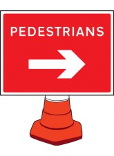 Pedestrians Arrow Right - Cone Sign - 600 x 450mm