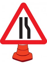 Road Narrowing Right - Cone Sign - 750mm