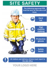 PPE Requirement Sign (Hat - Hivis - Gloves - Boots)