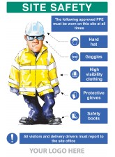 PPE Requirement Sign (Hat - Goggles - Hivis - Gloves - Boots)