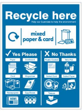 Paper & Cardboard - WRAP Recycle Here Sign