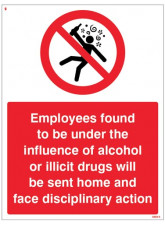 Employees Found to be Under the Influence of Alcohol or Drugs will be Sent Home